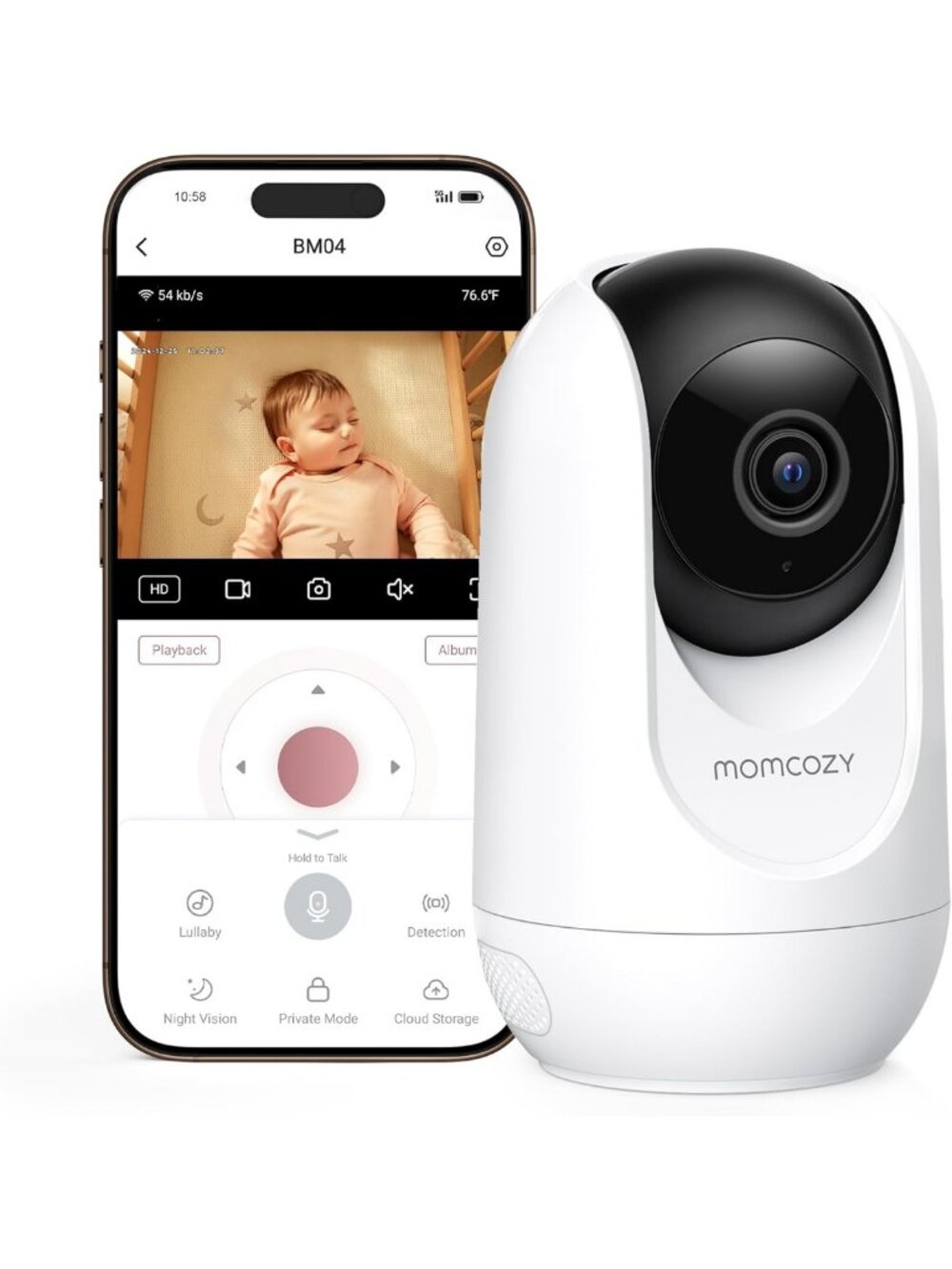 Smart WiFi Baby Monitor with APP Control, HD Camera & Two-Way Audio for Parents